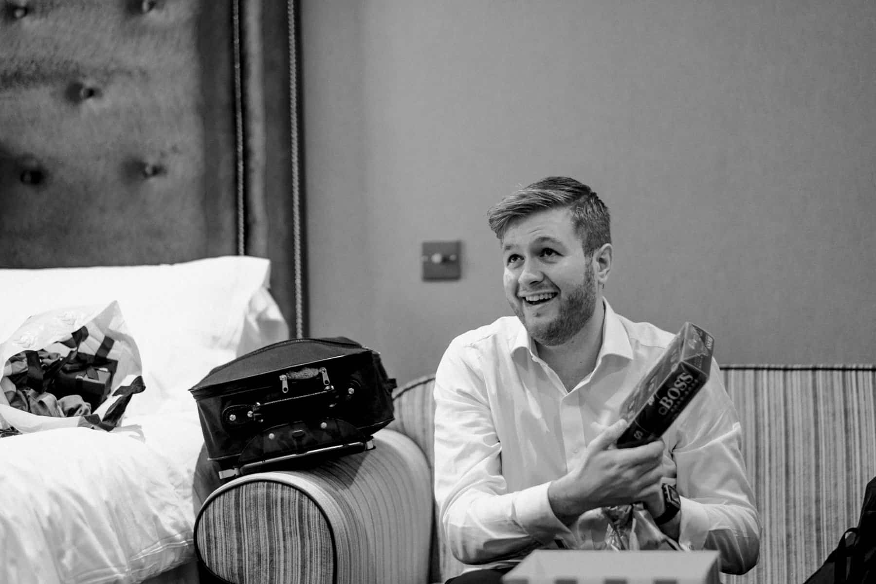 Groom get presents from bride