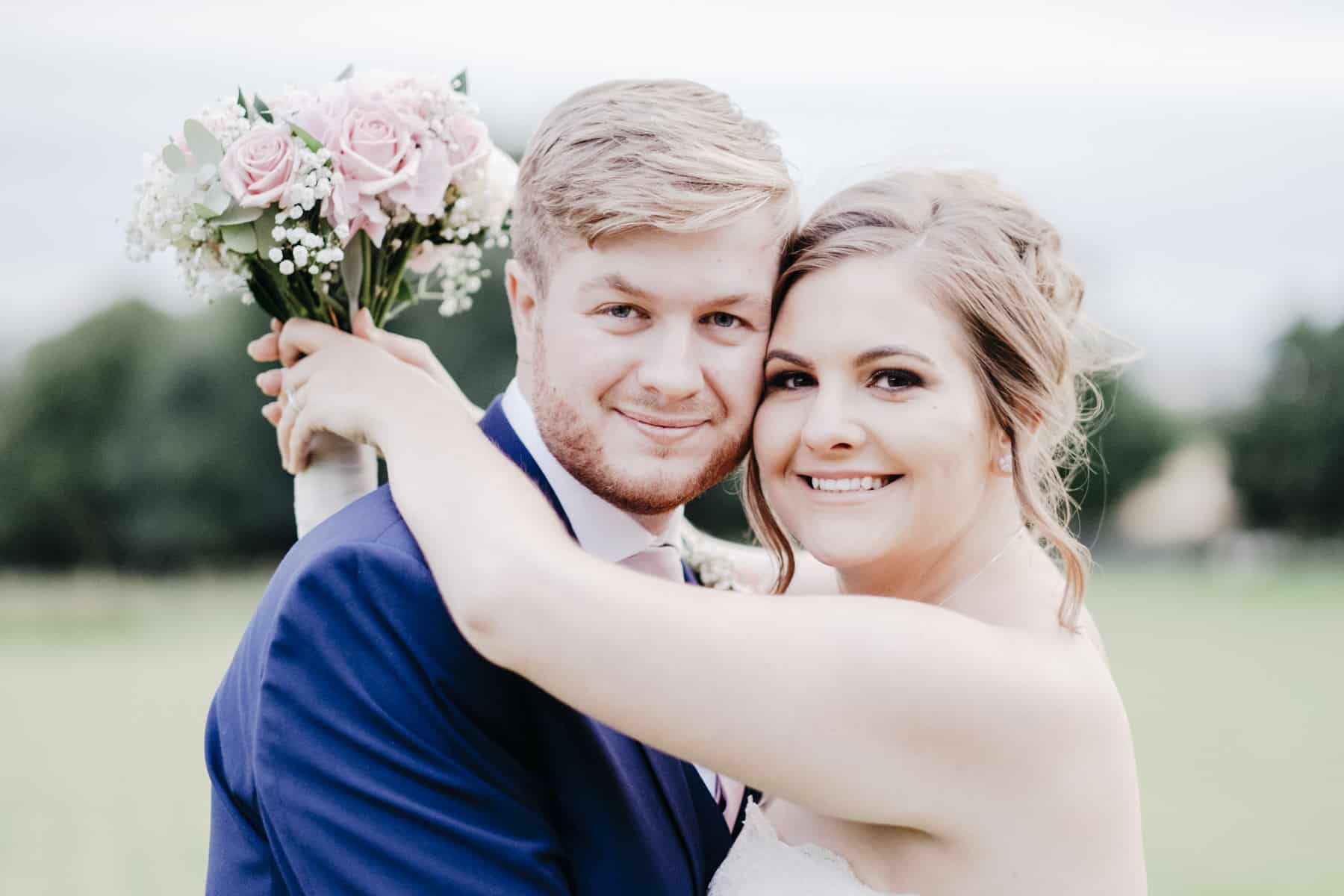 a happy bride and groom